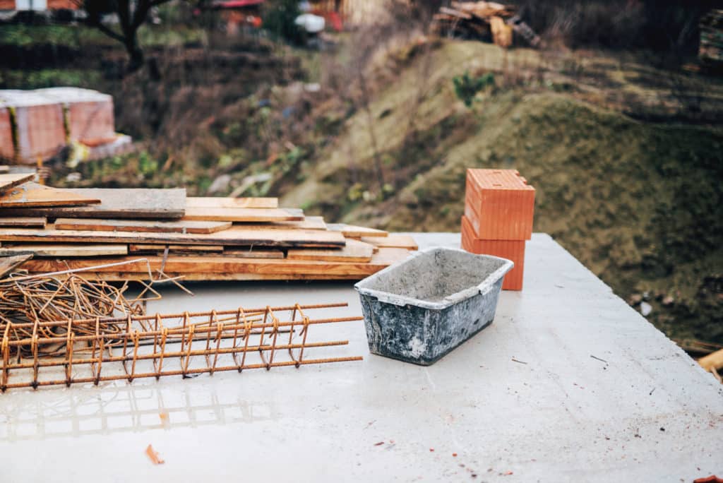 Construction materials on a building site.