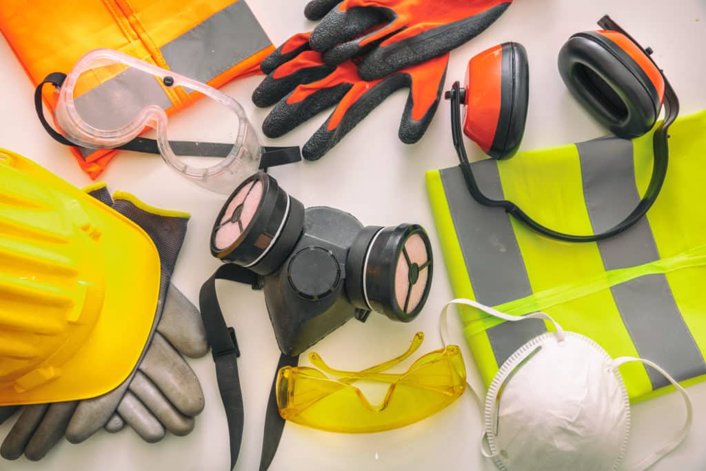 Assorted personal protective equipment (PPE) items.